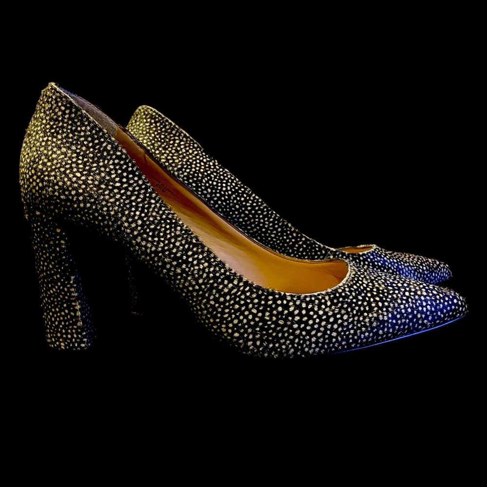 NWOT Banana Republic Cowhide REAL FUR Leather Chunky Heel Pump Point Toe